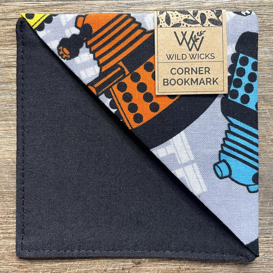 Fabric Corner Bookmark - Robots