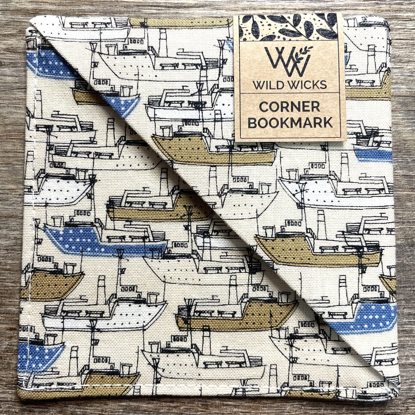 Fabric Corner Bookmark - Ship
