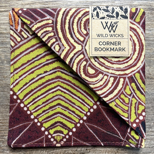 Fabric Corner Bookmark - Snake Vine Dreaming