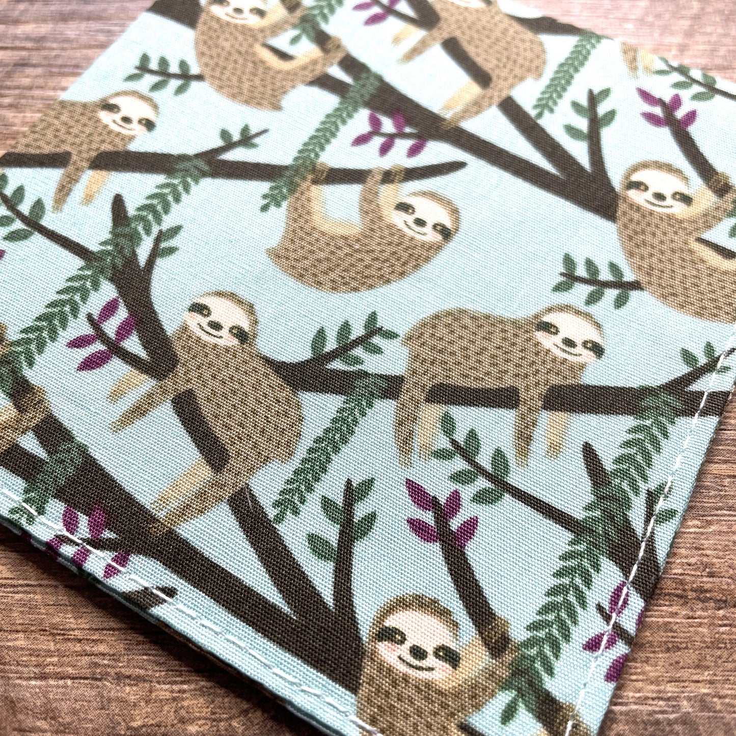 Fabric Corner Bookmark - Turquoise Sloth