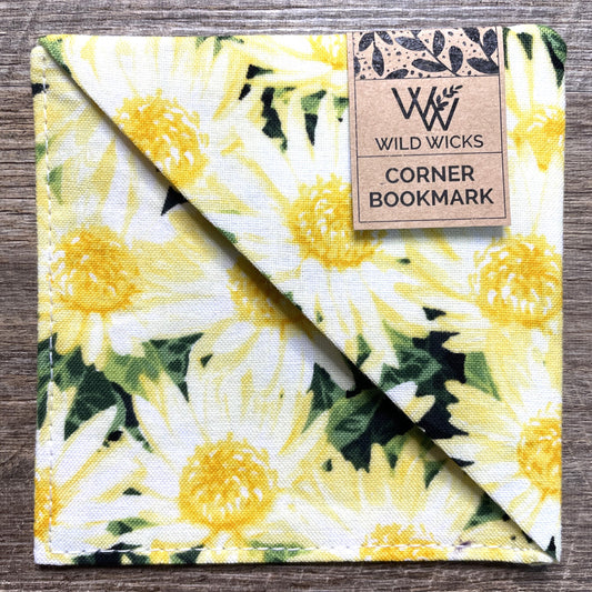 Fabric Corner Bookmark - Yellow Daisy
