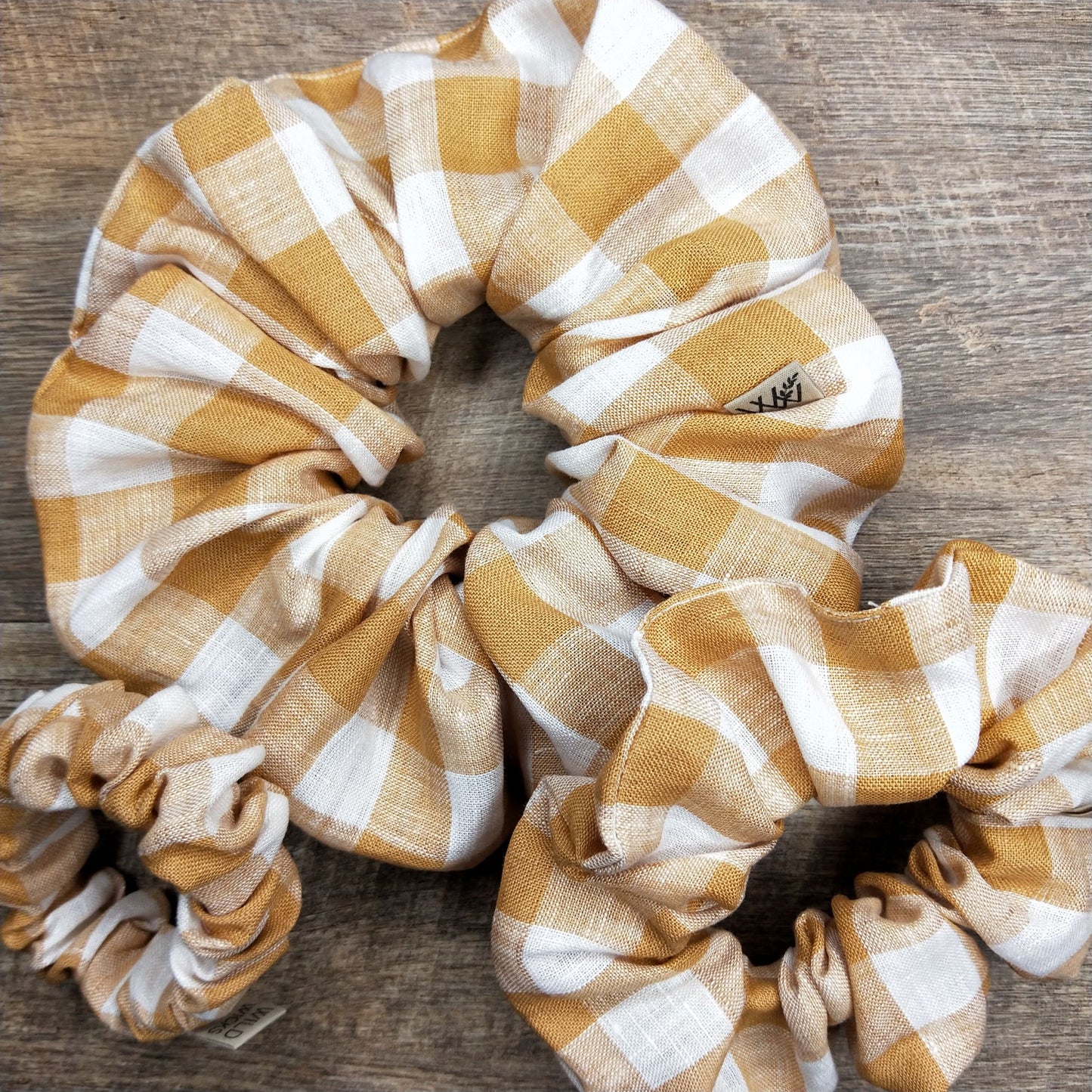 Scrunchies - Linen Gingham Mustard