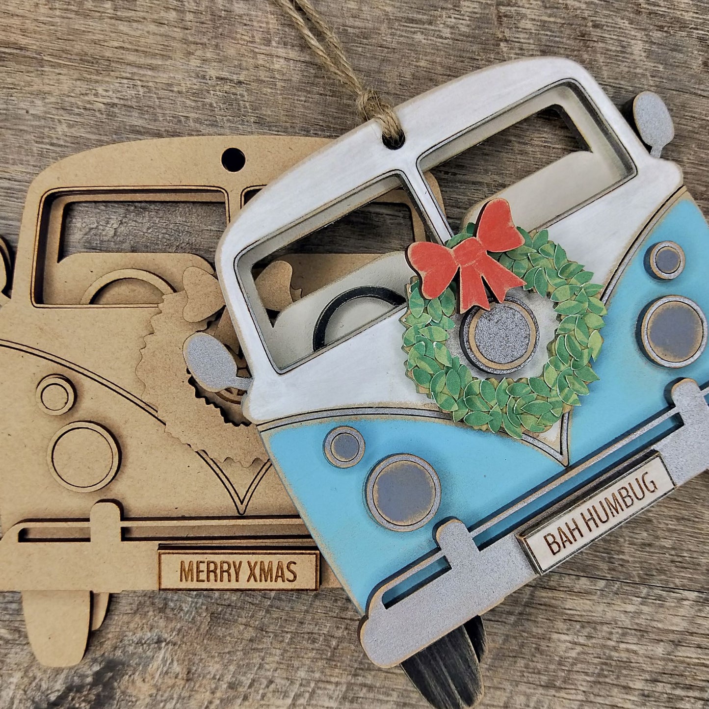 Wooden DIY Christmas Retro Car and Van Decoration Kits