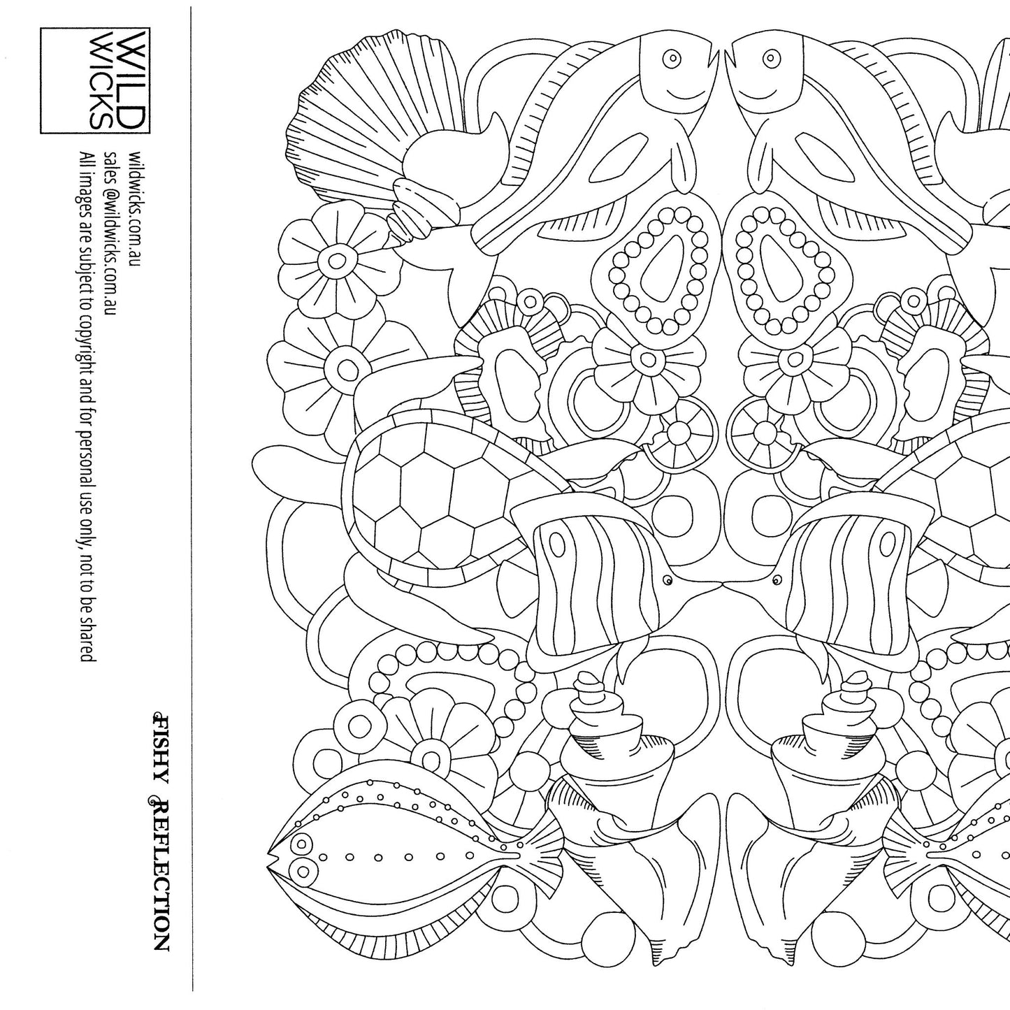 Wilddori Printable Colour In Pages Fishy Reflections