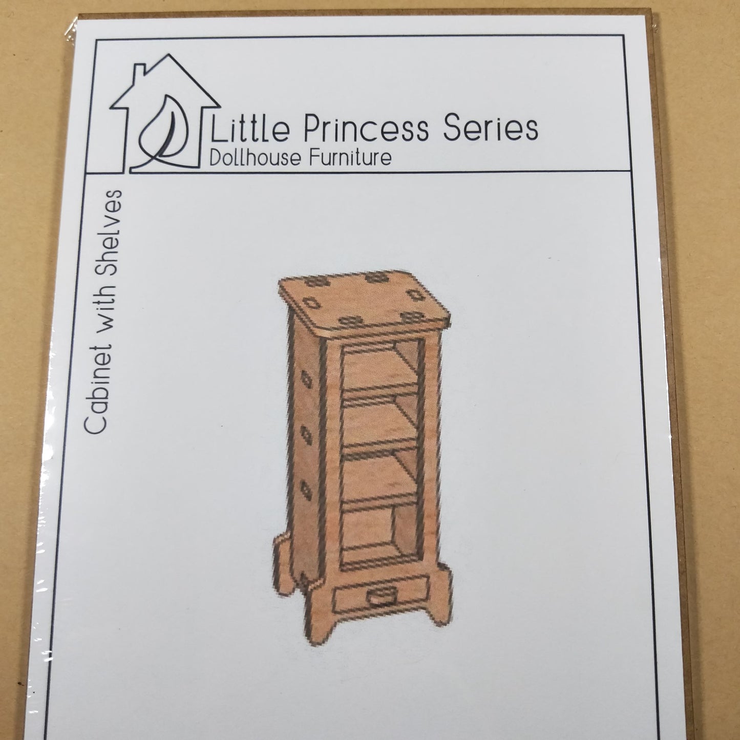 DIY Wooden Dollhouse Furniture Kit - Cabinet with Shelves - Little Princess Series