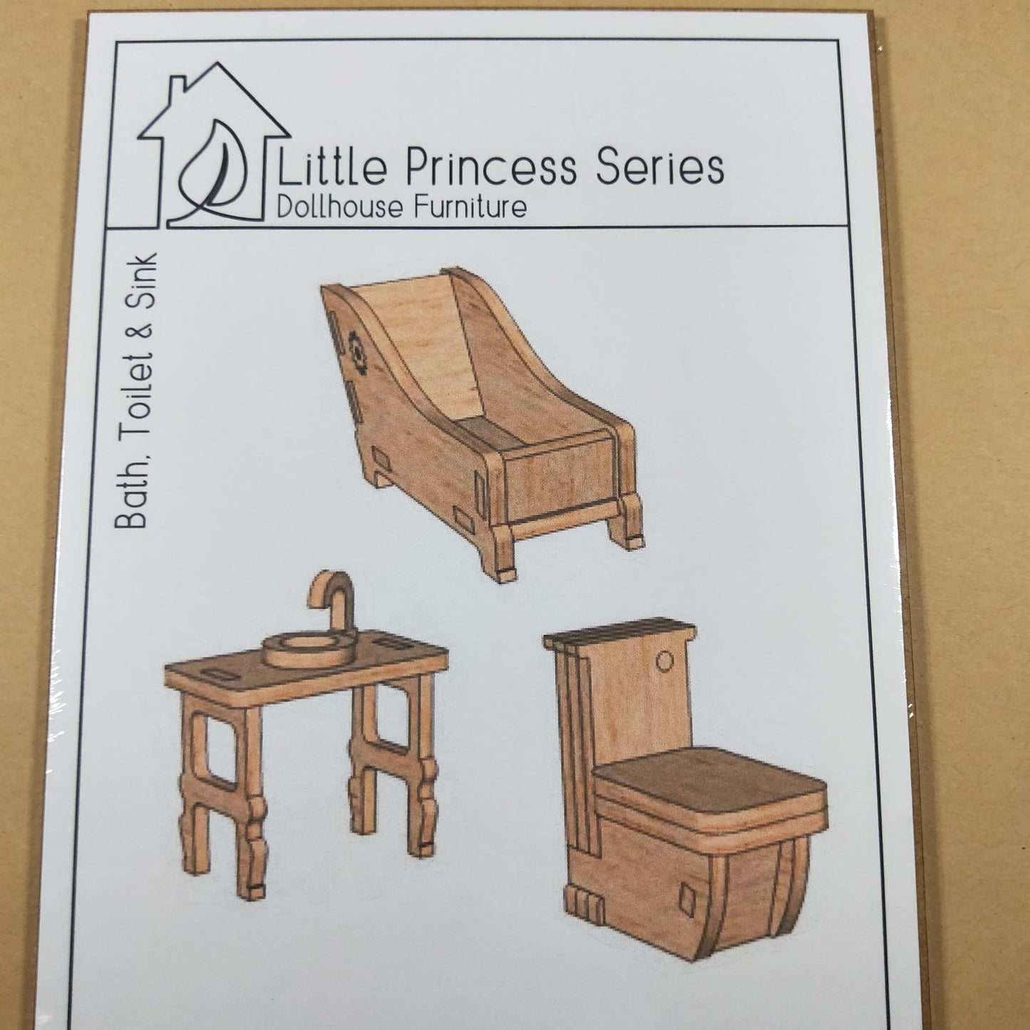 DIY Wooden Dollhouse Furniture Kit - Bath Toilet and Basin - Little Princess Series