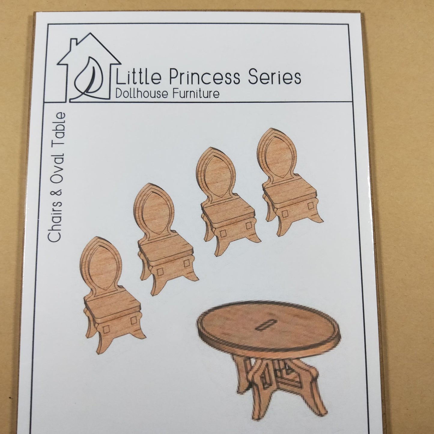 DIY Wooden Dollhouse Furniture Kit - Chairs and Oval Table - Little Princess Series