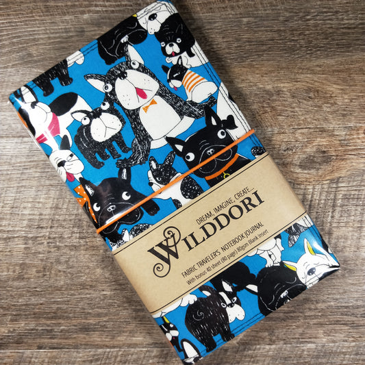 Wilddori Traveler's Notebook Cover Sketchy Dog Blue