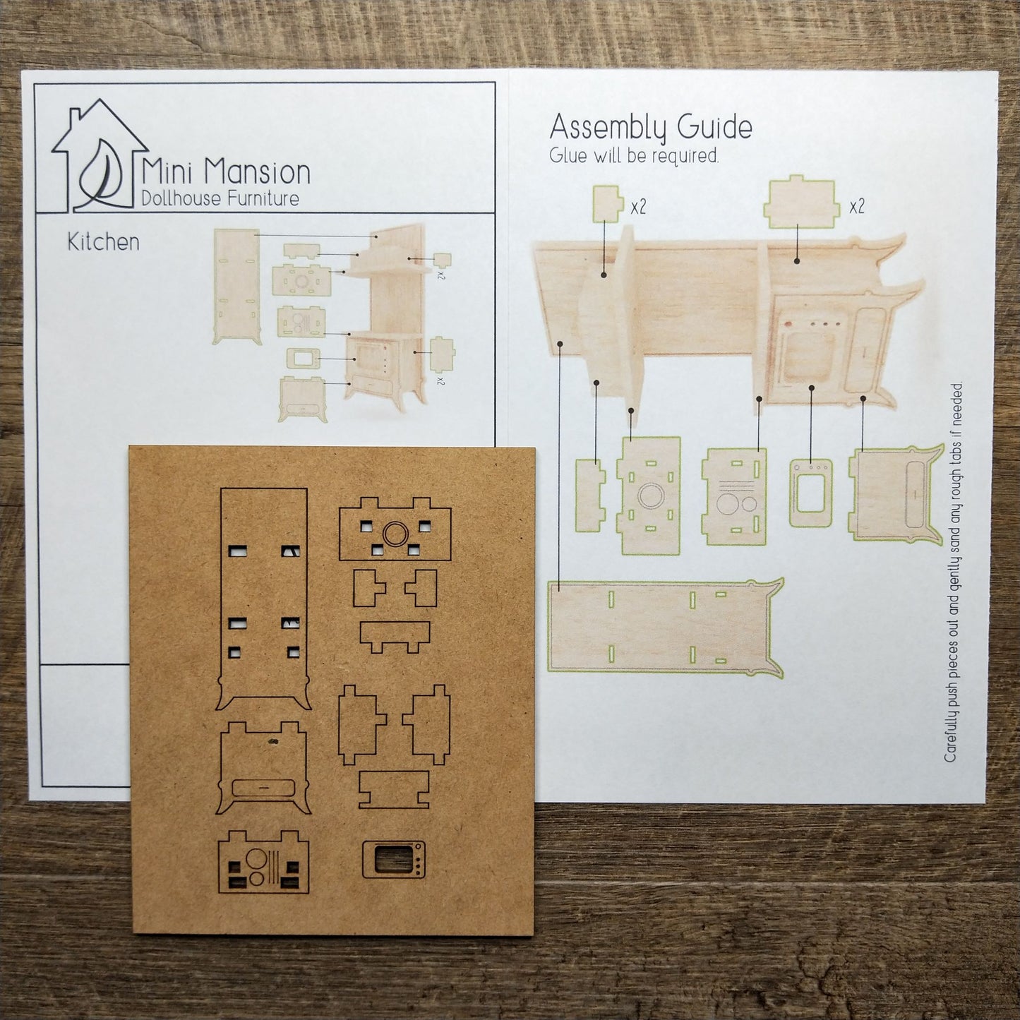 DIY Wooden Dollhouse Furniture Kit - Kitchen Unit - Mini Mansion Series