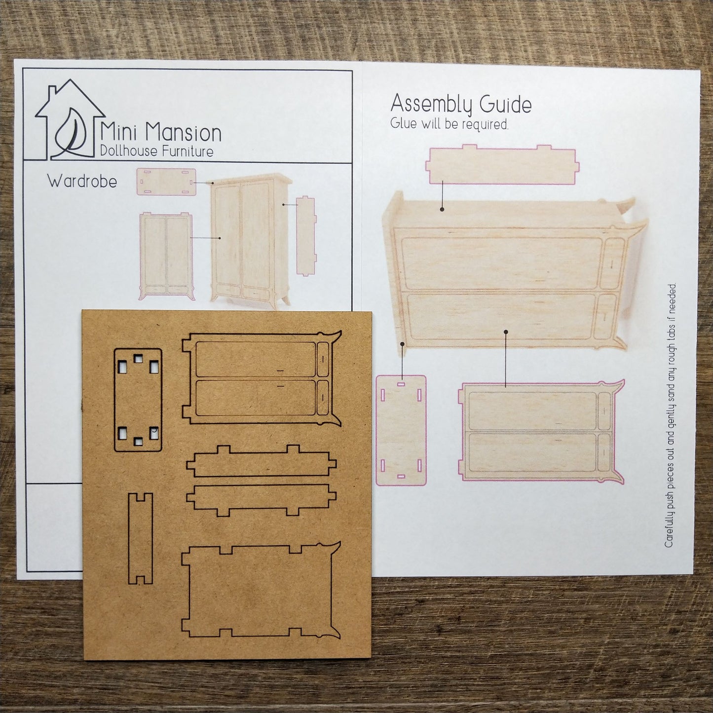 DIY Wooden Dollhouse Furniture Kit - Wardrobe - Mini Mansion Series