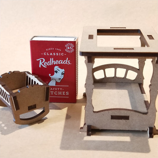 DIY Wooden Dollhouse Furniture Kit - Bed and Cradle - Mini Mansion Series