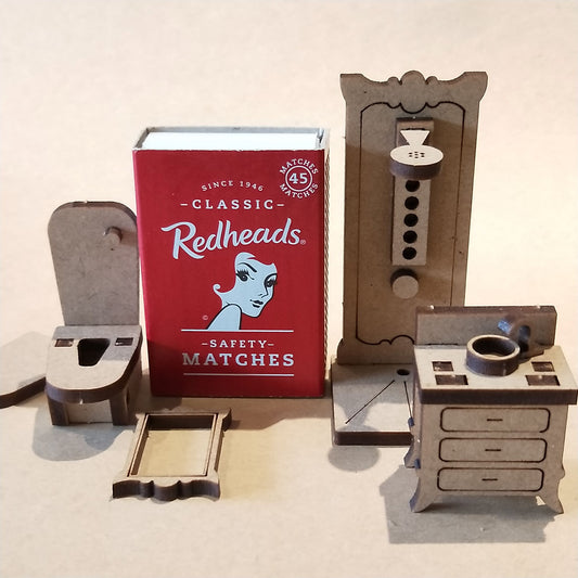 DIY Wooden Dollhouse Furniture Kit - Bathroom Set 2 - Mini Mansion Series