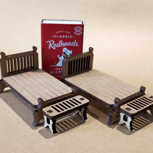 DIY Wooden Dollhouse Furniture Kit - Bed x 2 - Mini Mansion Series