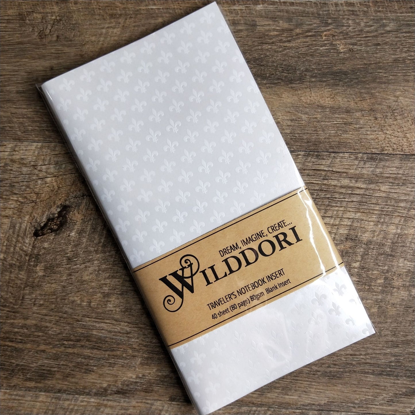 Wilddori 40 sheet Blank Insert, White Pearl Fleur-de-lis