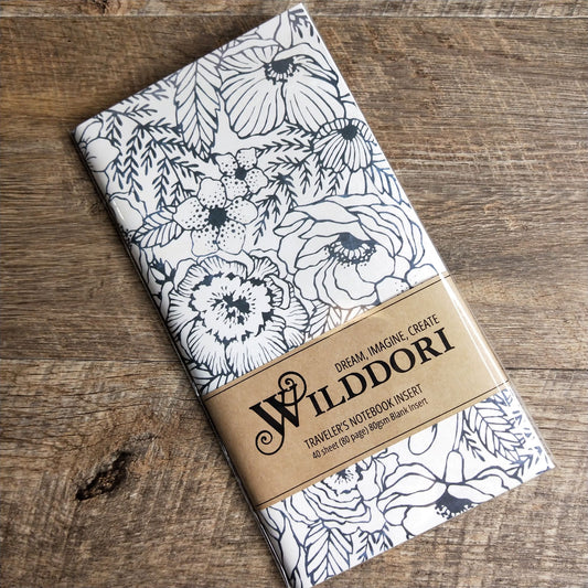 Wilddori 40 sheet Blank Insert - Navy Floral Sketch