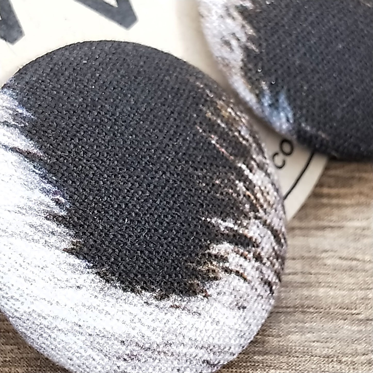 Wildears Fabric Covered Button Earrings Black White Fur 27mm