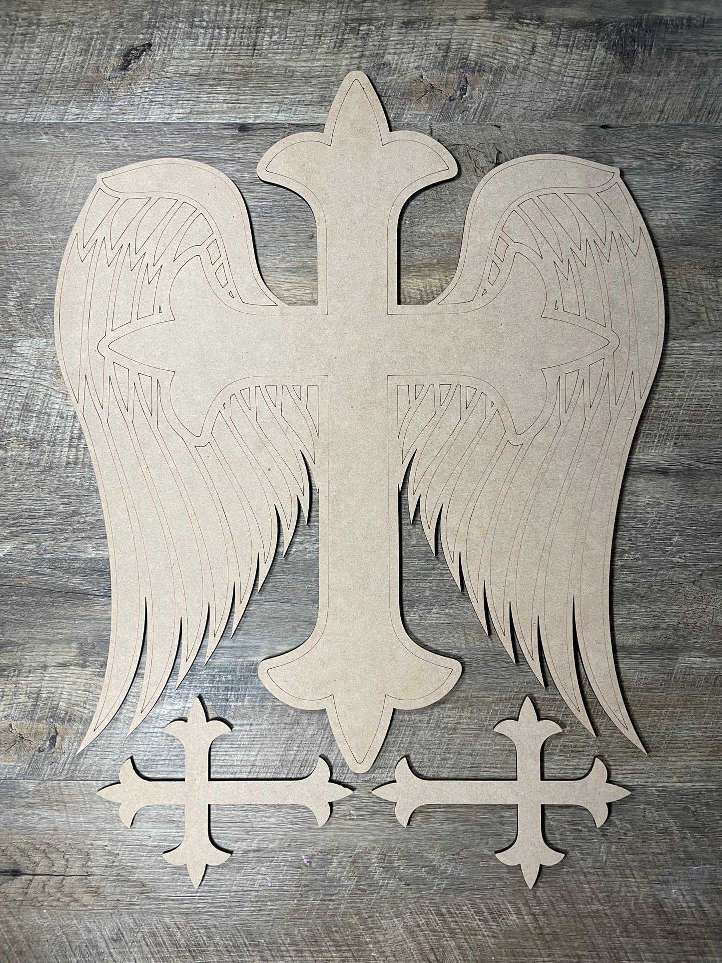 MDF Cutout Cross with Wings Set 3