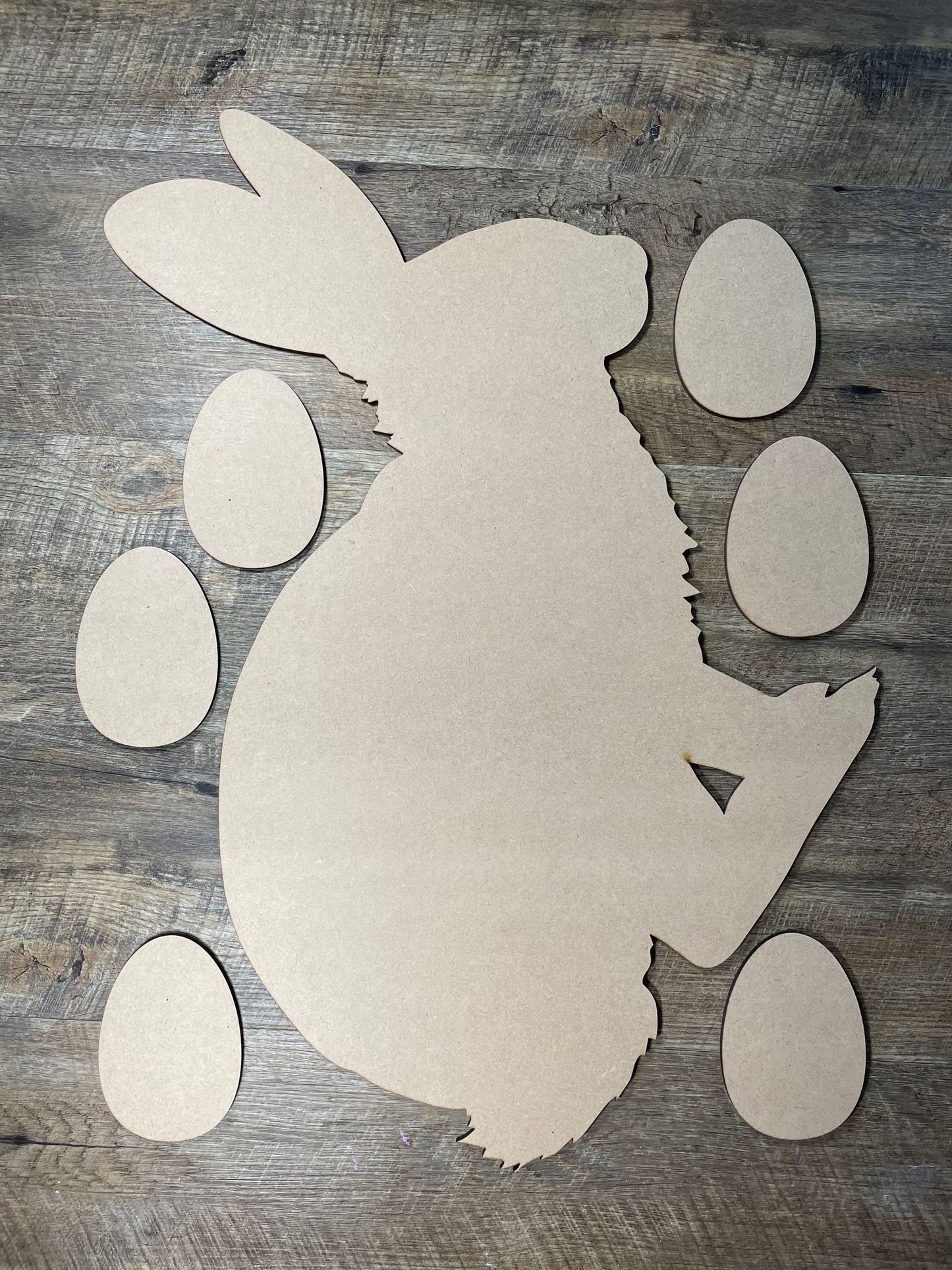 MDF Cutout Rabbit and Eggs Set 3