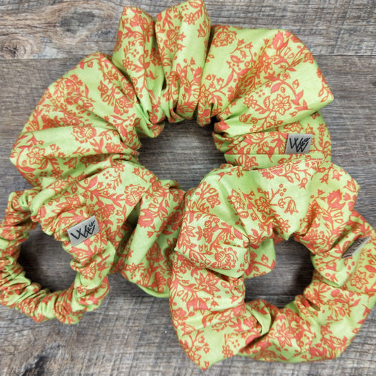 Scrunchies - Lime and Orange Floral