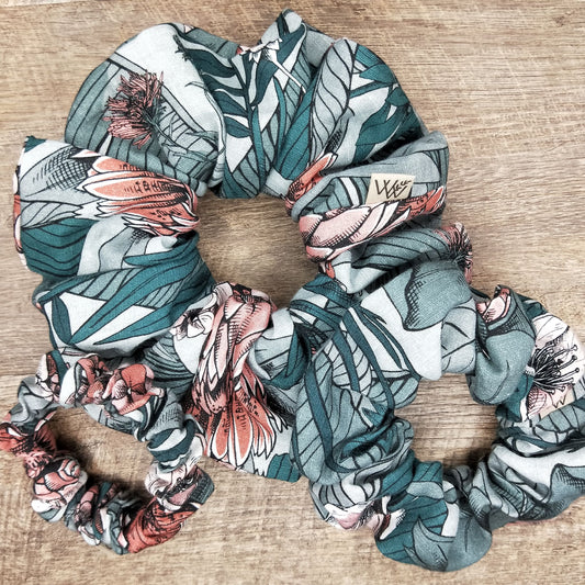 Scrunchies - Sage Linen Floral