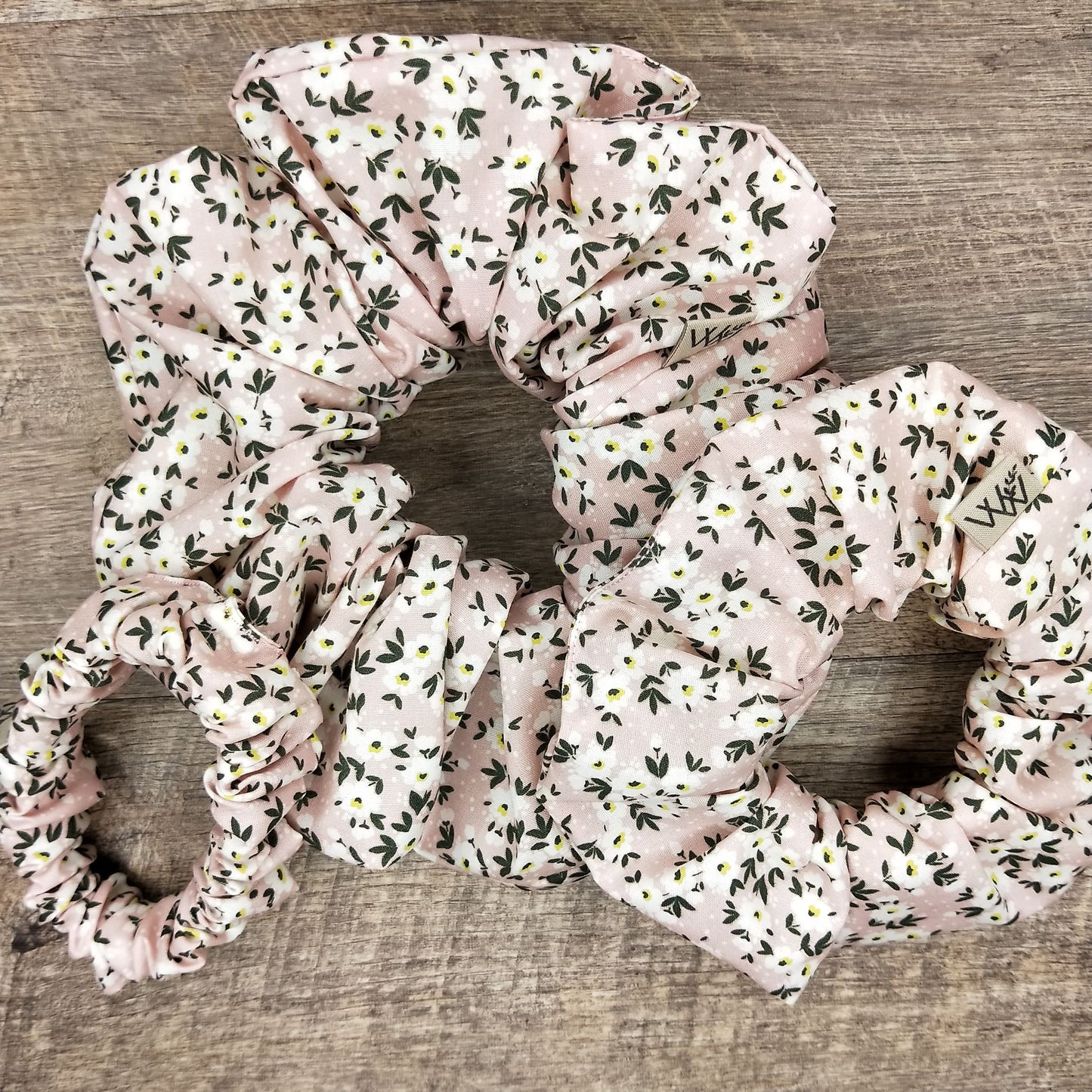 Scrunchies - Tiny Salmon Pink Floral