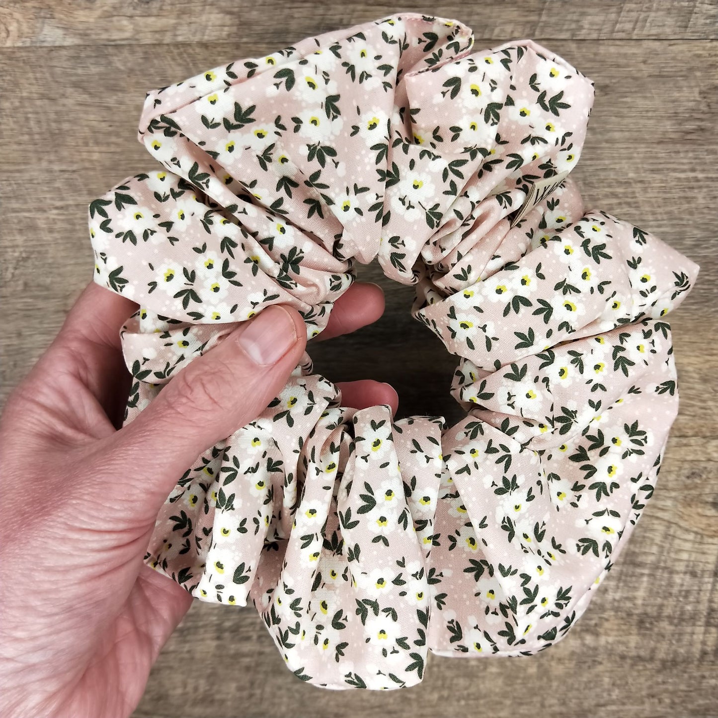 Scrunchies - Tiny Salmon Pink Floral