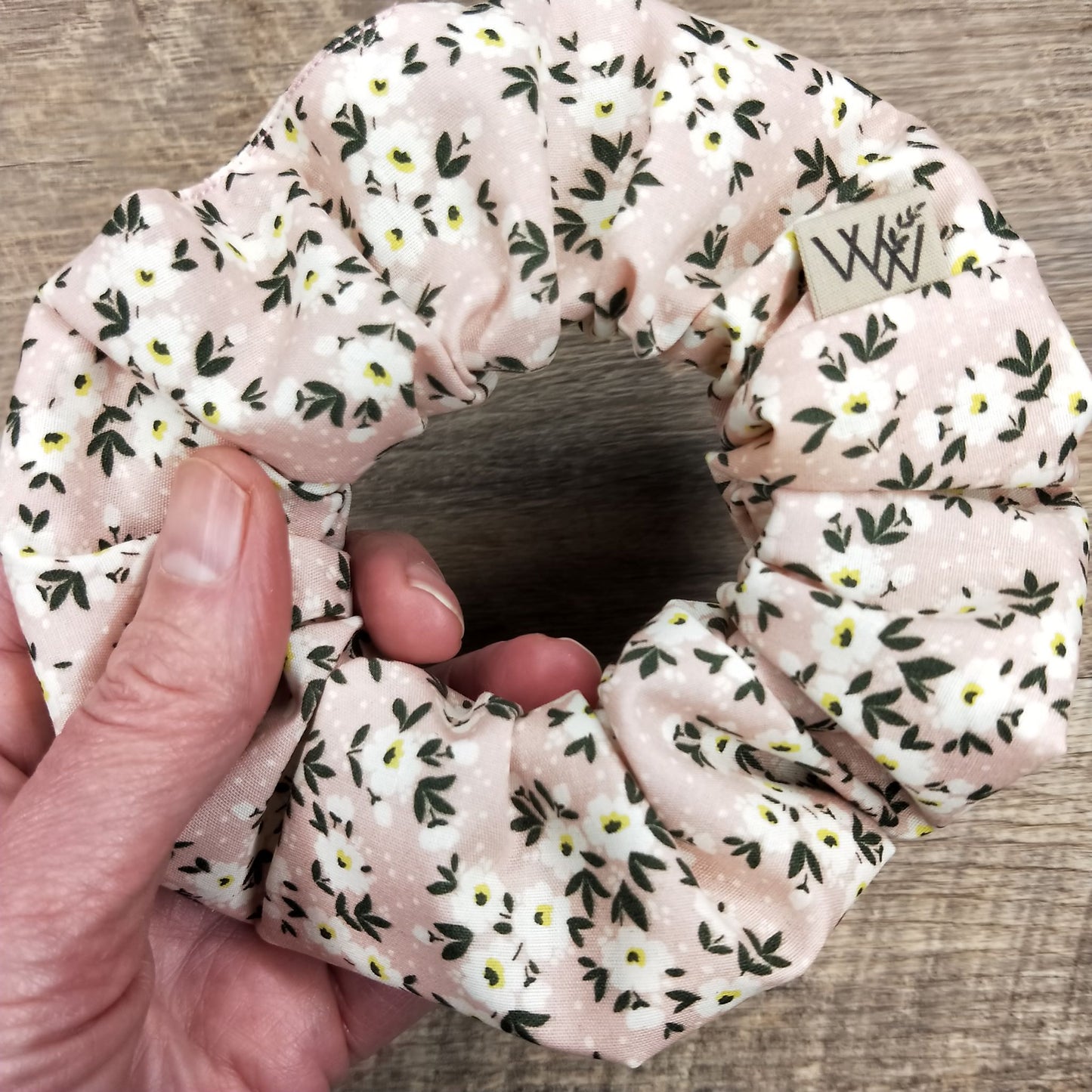 Scrunchies - Tiny Salmon Pink Floral