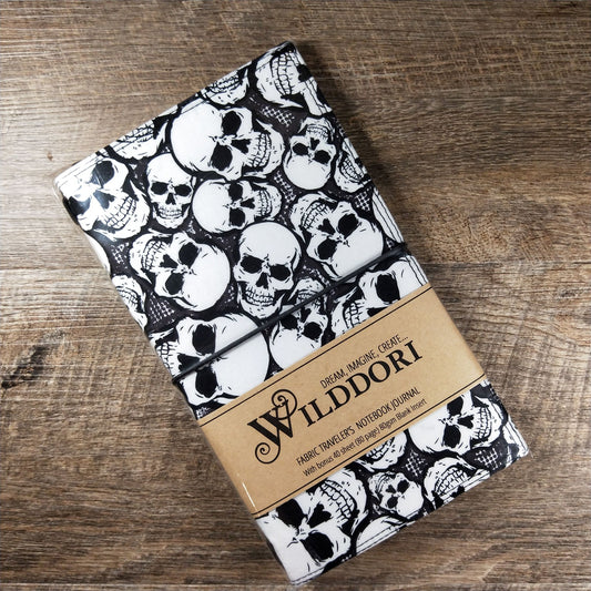 Wilddori Black and White Skulls Traveler's Notebook Cover